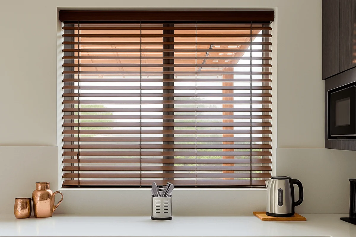 Luxury wooden blinds durable aesthetic Dubai