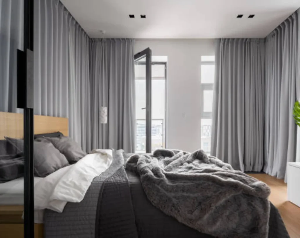 Master bedroom curtains elegant design Dubai