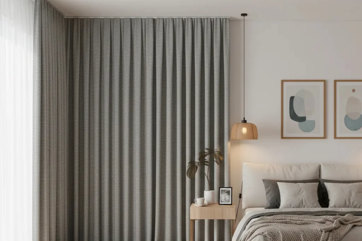 Modern grey curtains style interiors Dubai