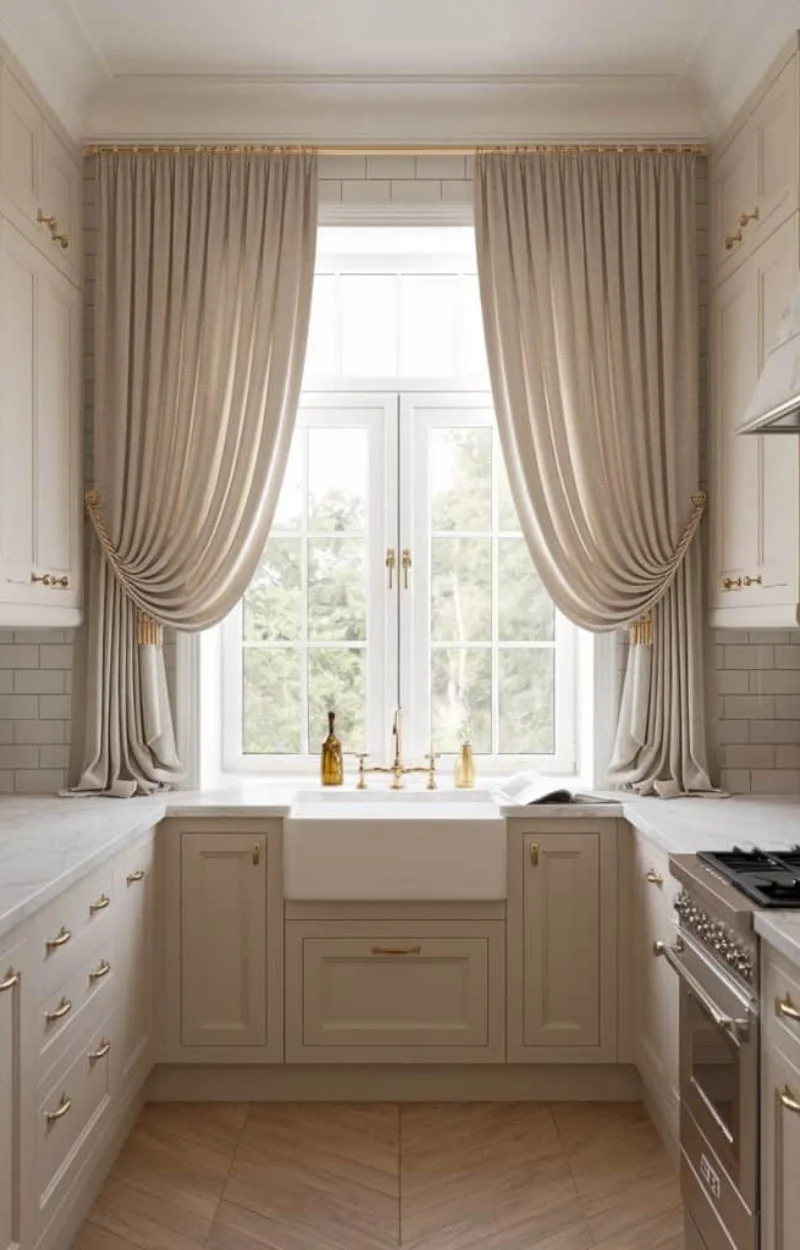 Modern kitchen window curtains UAE design