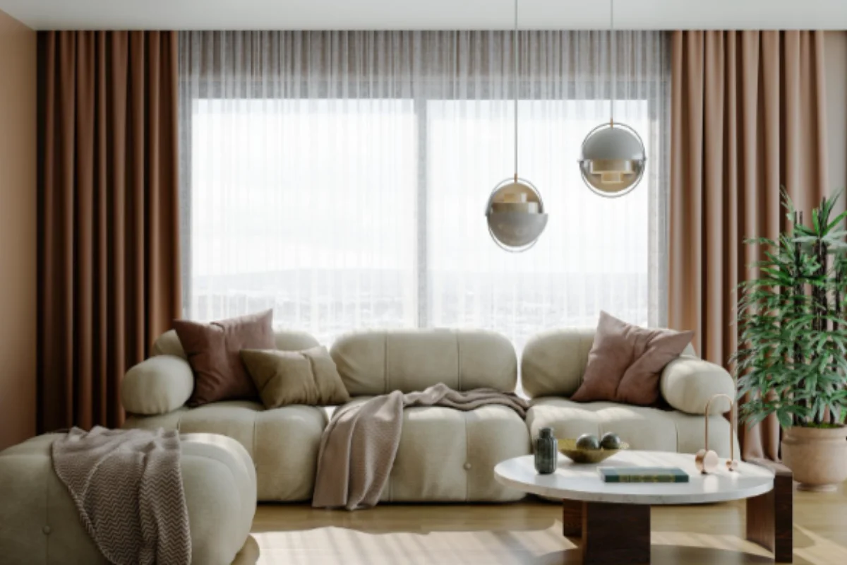 Modern wave curtains charming interior Dubai