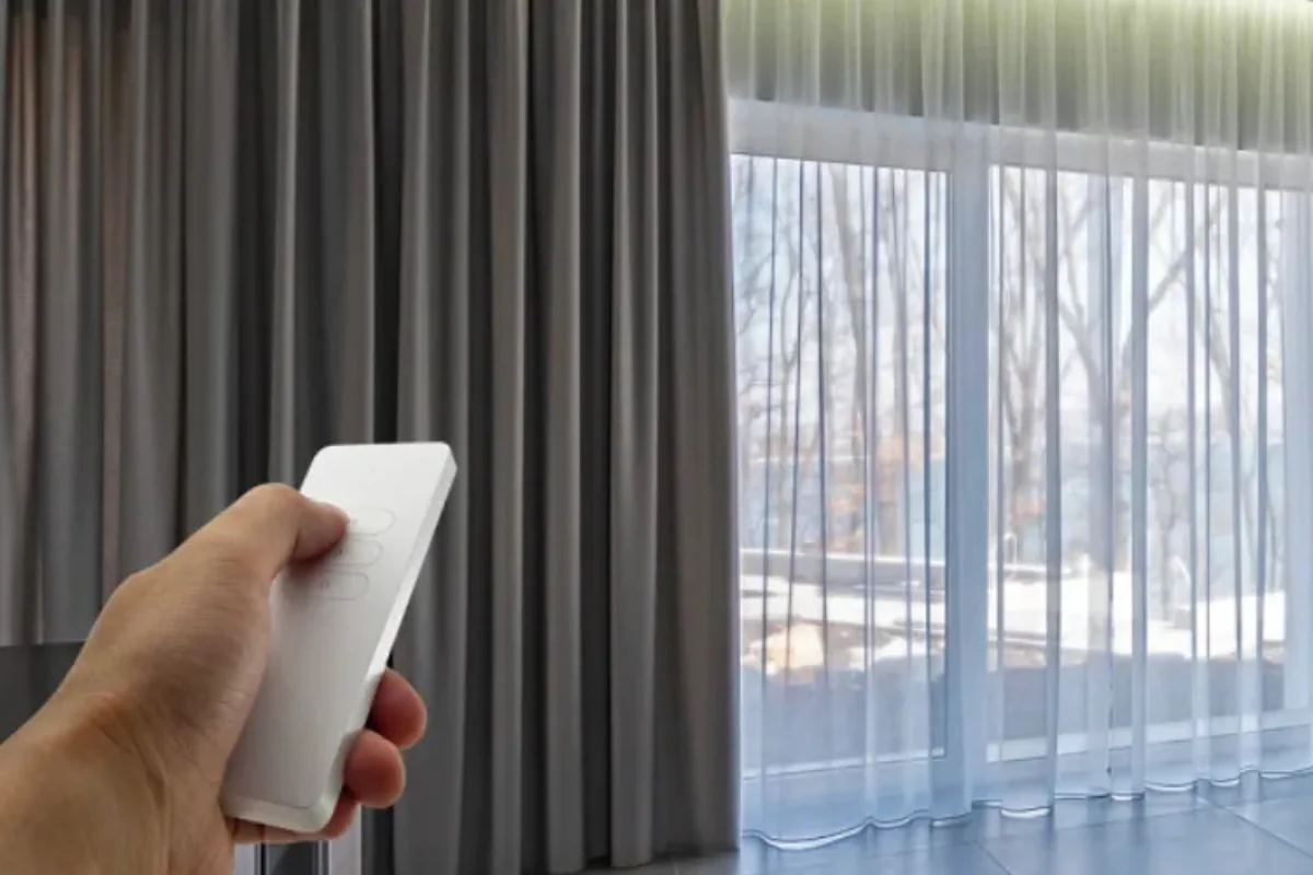 Motorized curtains remote control bedroom Dubai