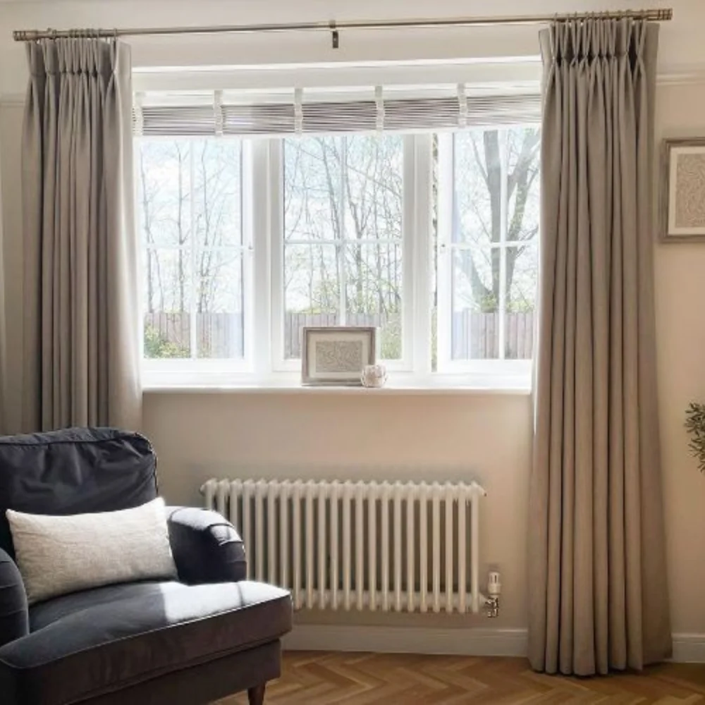 Pinch pleat curtains installation project Dubai