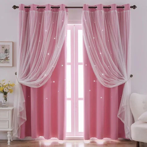 Pink curtain fabric draped near bright window Abu Dhabi