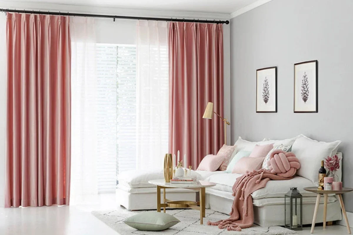 Professional pink curtains installation service Dubai