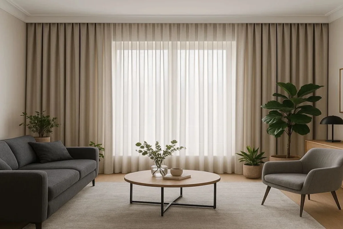 Professional chiffon window curtains installation Dubai