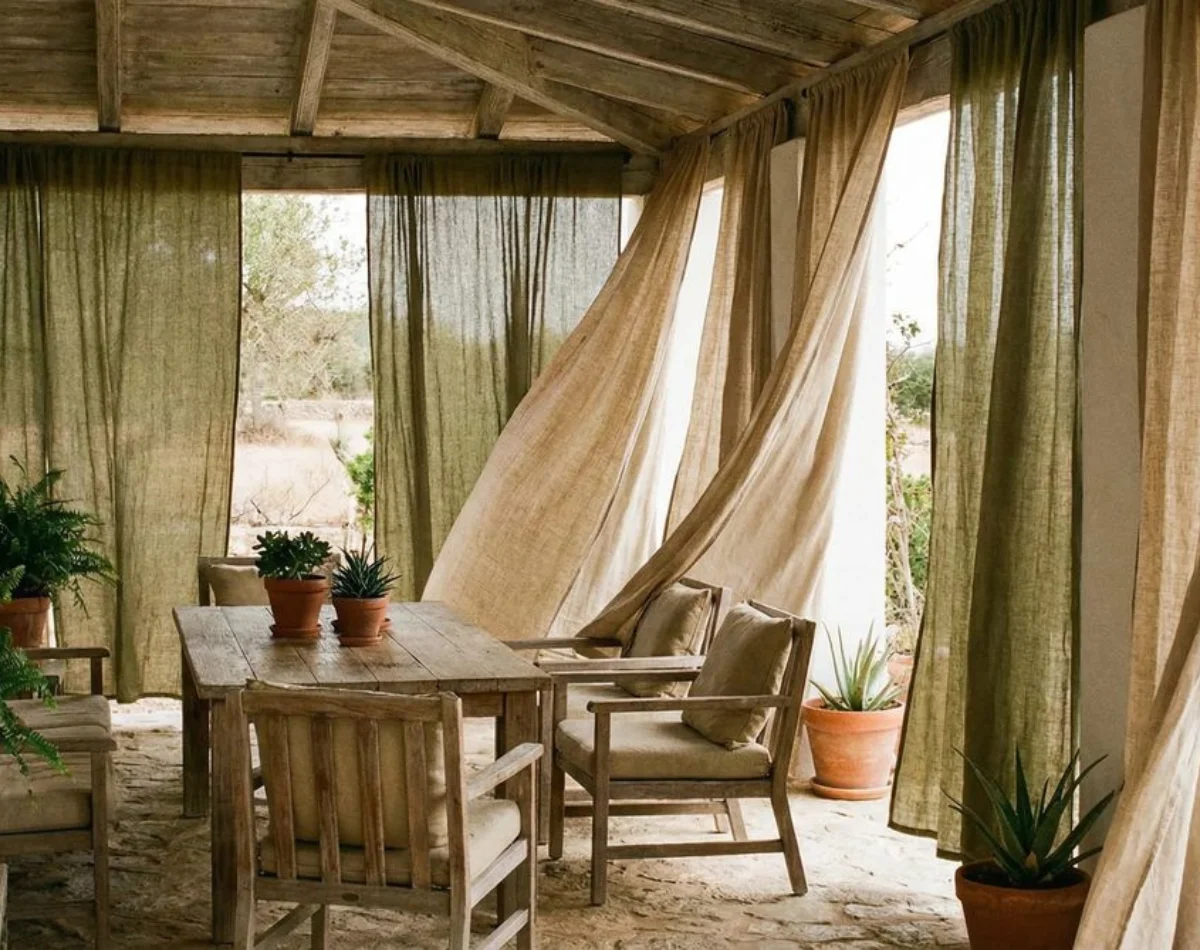 Rooftop balcony curtains outdoor Dubai design