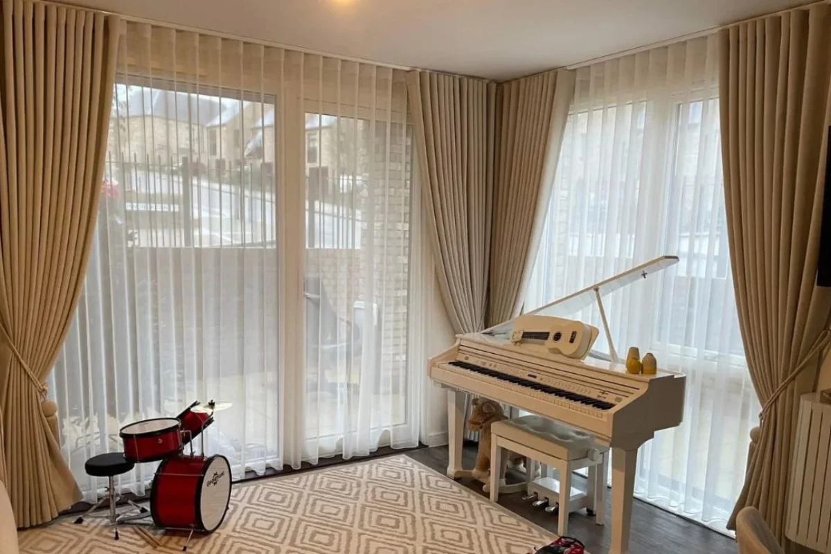 Sheer eyelet curtains music room Dubai