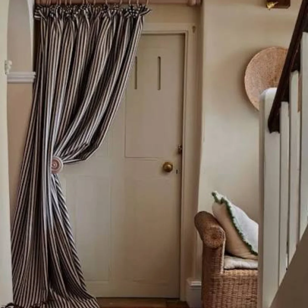 Striped door curtain hanging in cozy home entrance Dubai