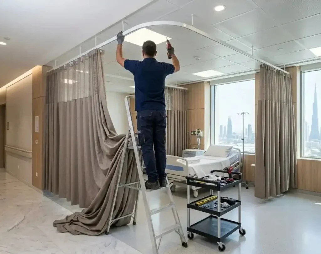 Wall mount hospital curtains Dubai design