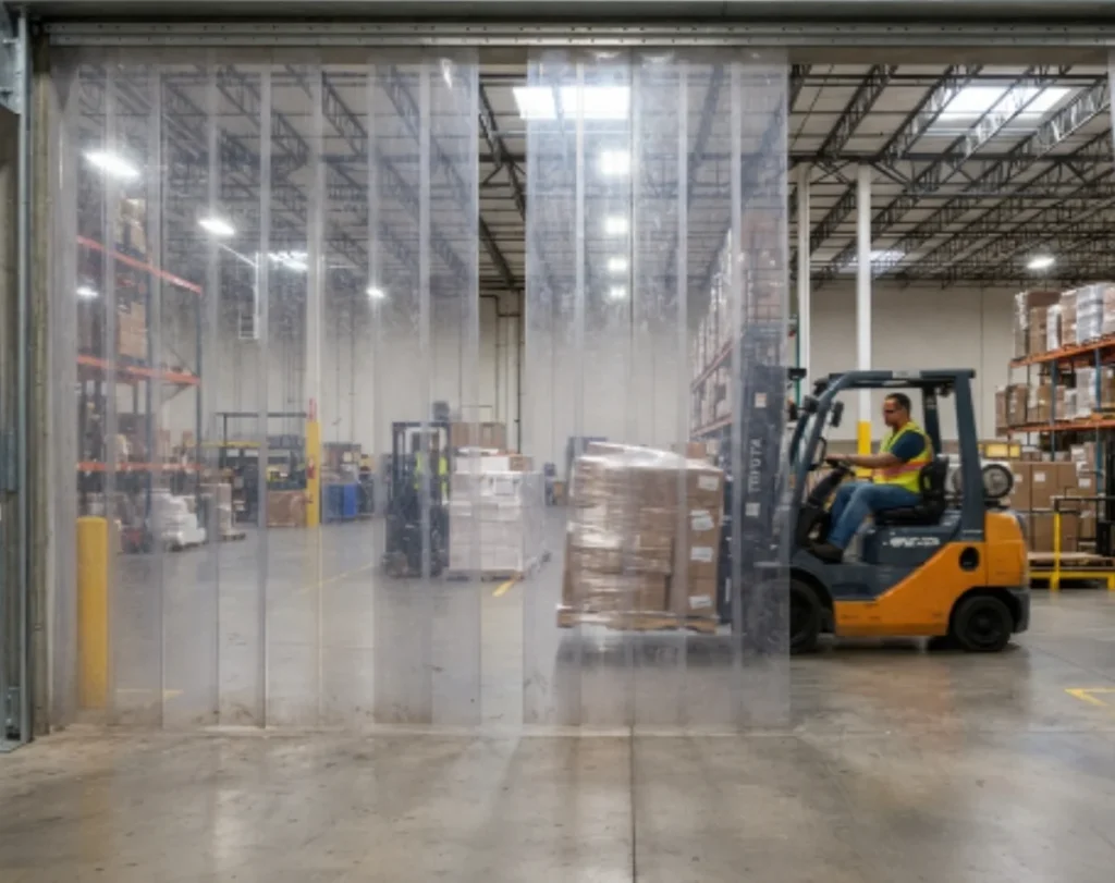 Heavy duty warehouse door curtain for industrial entrance Dubai