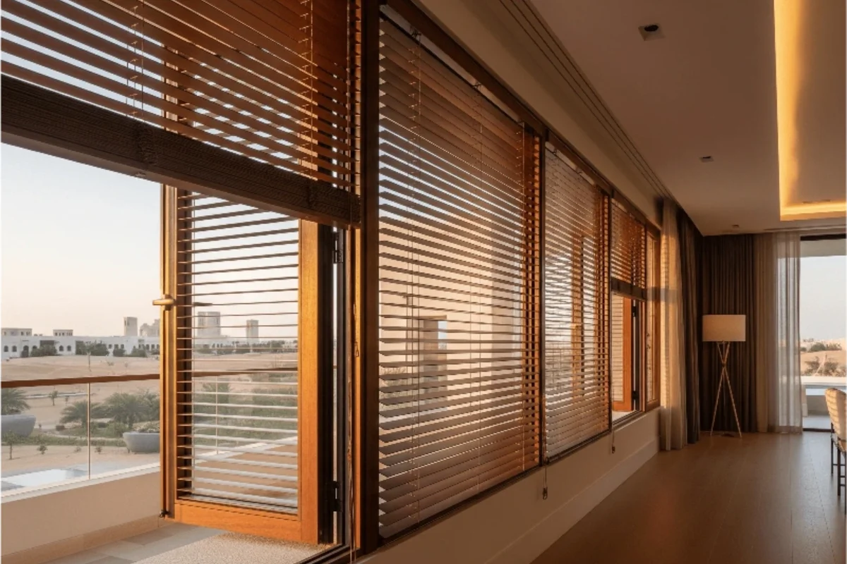 Wooden blinds durable aesthetic Dubai design