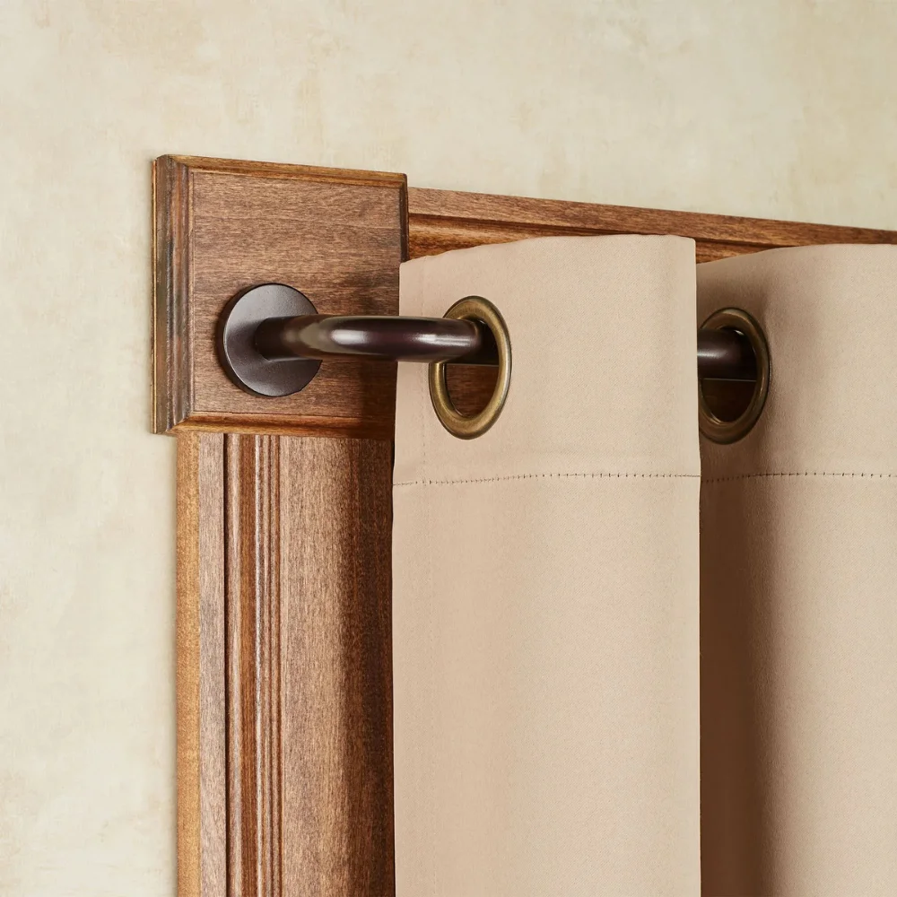 Wooden curtain rods beige Dubai design