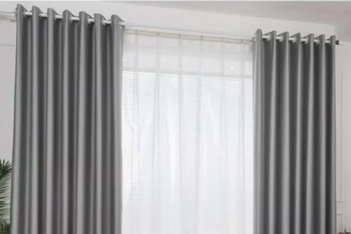 Custom installation silver curtains Dubai